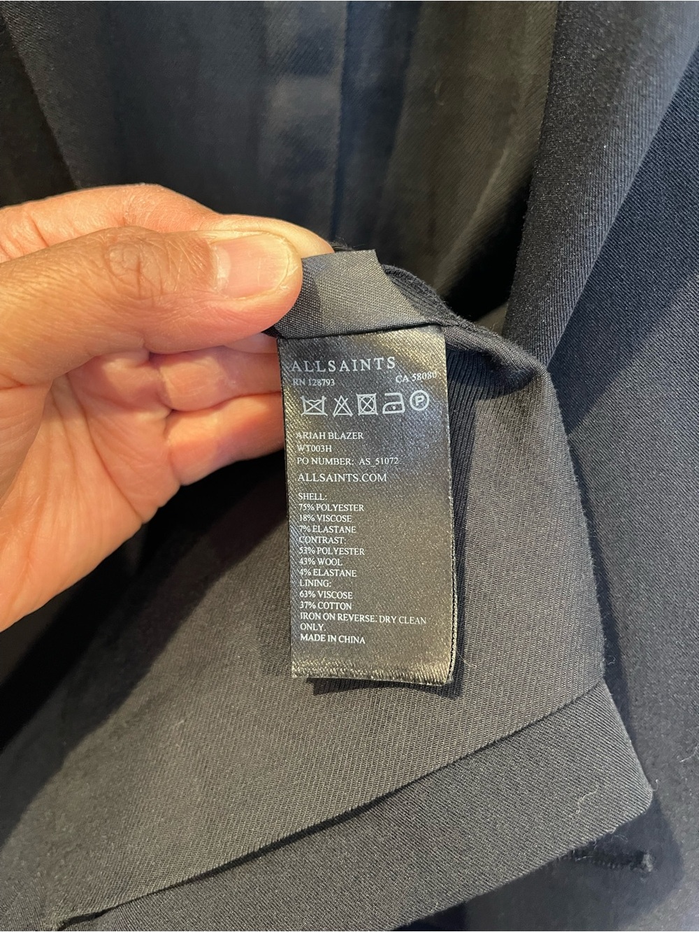 All Saints Ariah Blazer Size 6 Black Double Breasted Minimalist Luxury Career - Picture 12 of 14